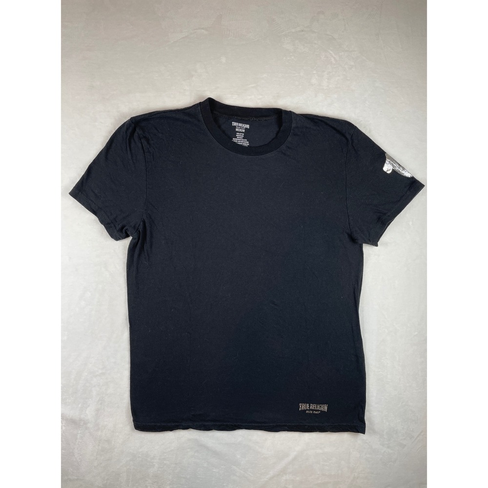 True Religion Mens Black Short‎ Sleeve Graphic T Shirt Crew Neck Medium